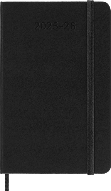 Moleskine 18 Monate Wochen Notizkalender 2025/2026, P/A6, 1 Wo = 1 Seite, Rechts linierte Seite, Fester Einband, Schwarz<BR> - 