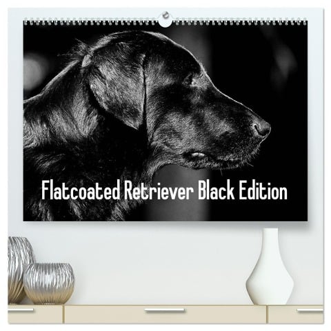 Flatcoated Retriever Black Edition (hochwertiger Premium Wandkalender 2025 DIN A2 quer), Kunstdruck in Hochglanz - Beatrice Müller