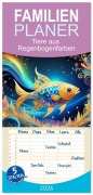Familienplaner 2026 - Tiere aus Regenbogenfarben mit 5 Spalten (Wandkalender, 21 x 45 cm) CALVENDO - Dusanka Djeric