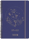 Schülerkalender 2024/2025 "Moon Flower", 2 Seiten = 1 Woche, A5, 208 Seiten, blau - 