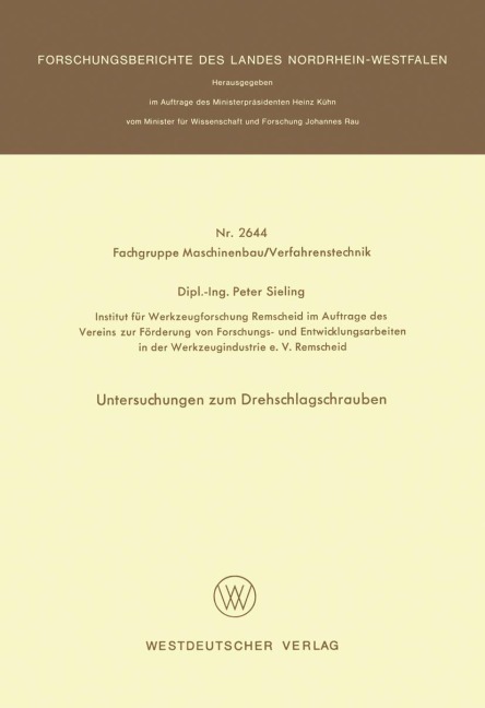 Untersuchungen zum Drehschlagschrauben - Peter Sieling