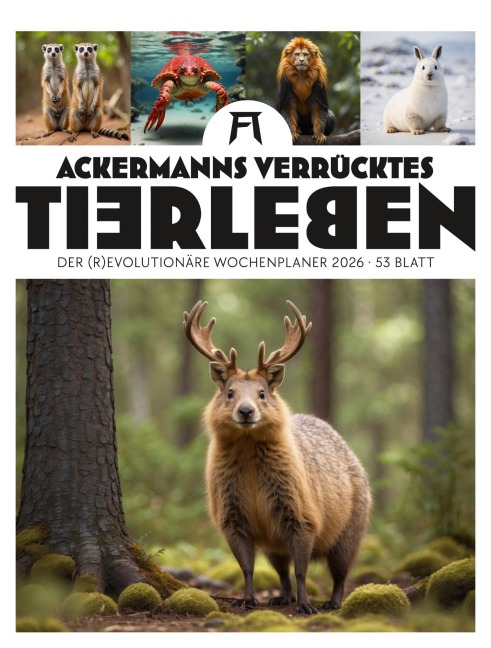 Verrücktes Tierleben Wochenplaner mit KI-Bildern Kalender 2026 - 