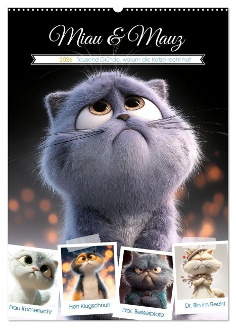 Miau & Mauz (Wandkalender 2026 DIN A2 hoch), CALVENDO Monatskalender - Steffen Gierok-Latniak