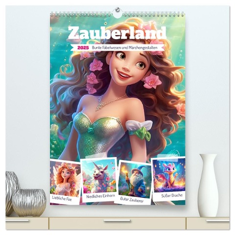 Zauberland. Bunte Fabelwesen und Märchengestalten (hochwertiger Premium Wandkalender 2025 DIN A2 hoch), Kunstdruck in Hochglanz - Rose Hurley
