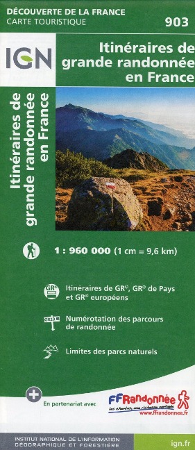 Sentiers de Grande Randonnée (Weitwanderwege) 1:1 000 000 - 