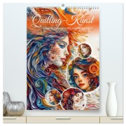Cover-Bild zum Titel 'Quilling-Kunst - Elegante Frauenporträts aus Papierstreifen (hochwertiger Premium Wandkalender 2026 DIN A2 hoch), Kunstdruck in Hochglanz' von 'Anja Frost'