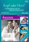 Cover-Bild zum Titel 'Kopf oder Herz? - 4 Liebesromane aus der Welt der Wissenschaft' von 'Day Leclaire, Tawny Weber, Brenda Harlen, Kristin Hardy'