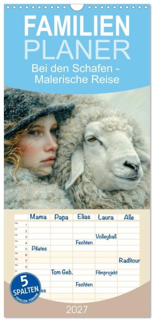 Familienplaner 2027 - Bei den Schafen - Malerische Reise mit 5 Spalten (Wandkalender, 21 x 45 cm) CALVENDO - Liselotte Brunner-Klaus