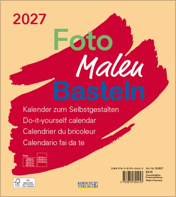 Foto-Malen-Basteln Bastelkalender beige 2027 - 