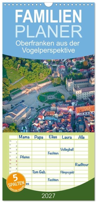 Familienplaner 2027 - Oberfranken aus der Vogelperspektive mit 5 Spalten (Wandkalender, 21 x 45 cm) CALVENDO - Egid Orth