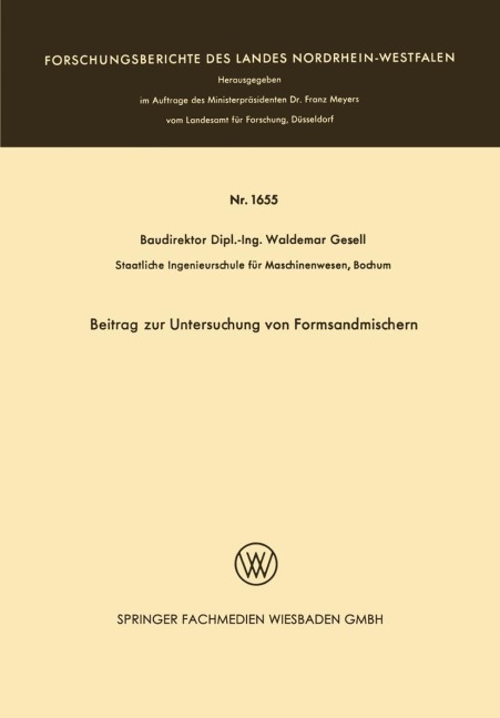 Beitrag zur Untersuchung von Formsandmischern - Waldemar Gesell