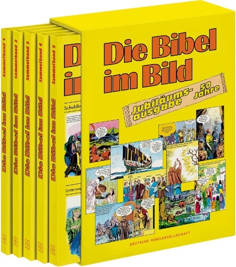 Comic-Reihe "Die Bibel im Bild". 50 Jahre-Jubiläumsausgabe. Kinderbuch-Klassiker ab 8 Jahren mit Geschichten aus dem Alten und Neuen Testament als Comics. 5 Sammelbände im Schuber - 