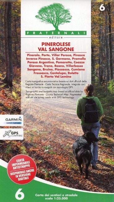 Carta n. 6. Pinerolese e val Sangone. Carta dei sentieri e stradale 1:25.000 - 