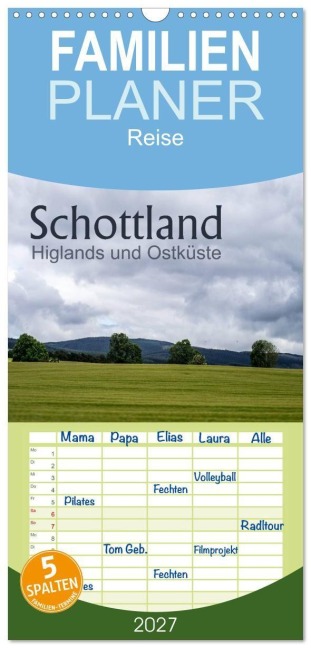 Familienplaner 2027 - Schottland Highlands und Ostküste mit 5 Spalten (Wandkalender, 21 x 45 cm) CALVENDO - Christiane Calmbacher