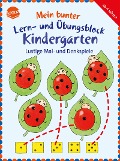 Cover-Bild zum Titel 'Mein bunter Lern- und Übungsblock Kindergarten. Lustige Mal- und Denkspiele' von 'Friederike Barnhusen, Lena Roth, Helen Seeberg'