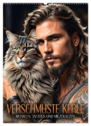 Cover-Bild zum Titel 'Verschmuste Kerle - Muskeln, Tattoos und Miezekatzen (Wandkalender 2026 DIN A2 hoch), CALVENDO Monatskalender' von 'Renate Utz'