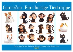 Cover-Bild zum Titel 'ComicZoo - eine lustige Tiertruppe (Wandkalender 2026 DIN A2 quer), CALVENDO Monatskalender' von 'Kerstin Waurick'