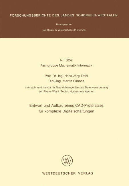 Entwurf und Aufbau eines CAD-Prüfplatzes für komplexe Digitalschaltungen - Hans Jörg Tafel