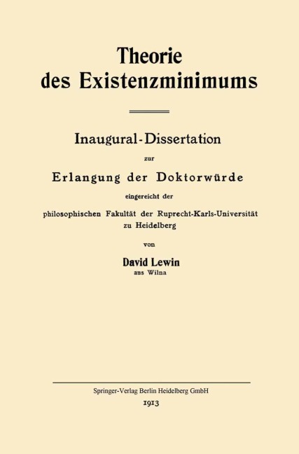 Theorie des Existenzminimums - David Lewin