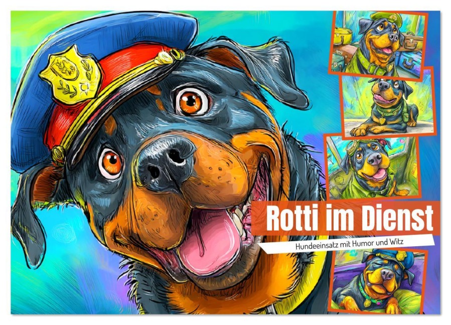 Rotti im Dienst. Hundeeinsatz mit Humor und Witz (Wandkalender 2026 DIN A2 quer), CALVENDO Monatskalender - Rose Hurley