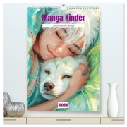 Cover-Bild zum Titel 'Manga Kinder - Unerschütterliche Tierliebe (hochwertiger Premium Wandkalender 2026 DIN A2 hoch), Kunstdruck in Hochglanz' von 'Liselotte Brunner-Klaus'