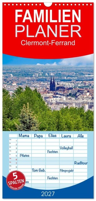 Familienplaner 2027 - Clermont-Ferrand mit 5 Spalten (Wandkalender, 21 x 45 cm) CALVENDO - Christa Kramer