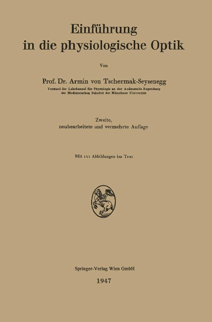 Einführung in die physiologische Optik - Armin V. Tschermak-Seysenegg