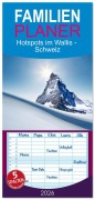 Cover-Bild zum Titel 'Familienplaner 2026 - Hotspots im Wallis - Schweiz mit 5 Spalten (Wandkalender, 21 x 45 cm) CALVENDO' von 'Susan Michel'