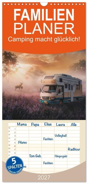 Familienplaner 2027 - Camping macht glücklich! mit 5 Spalten (Wandkalender, 21 x 45 cm) CALVENDO - Simone Wunderlich