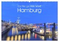 Die farbige Hafenstadt Hamburg (Wandkalender 2024 DIN A2 quer), CALVENDO Monatskalender - Fiorelino Nürnberg