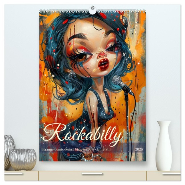 Rockabilly. Strange Comic-Kunst Girls im 50er-Jahre Stil (hochwertiger Premium Wandkalender 2026 DIN A2 hoch), Kunstdruck in Hochglanz - Rose Hurley