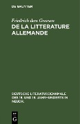 Cover-Bild zum Titel 'De la litterature allemande' von 'Friedrich dem Grossen'
