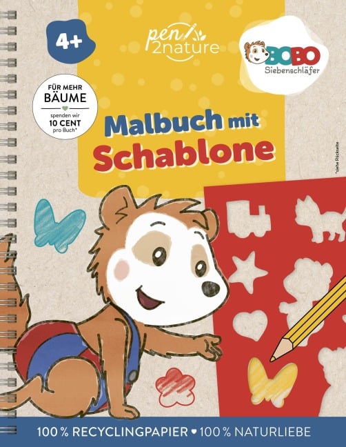 Bobo Siebenschläfer Malbuch mit Schablone. Zeichnen und Malen für Kinder ab 4 Jahren - Pen2nature