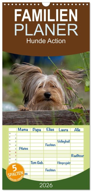 Familienplaner 2026 - Hunde Action mit 5 Spalten (Wandkalender, 21 x 45 cm) CALVENDO - Wiebke von der Heyde