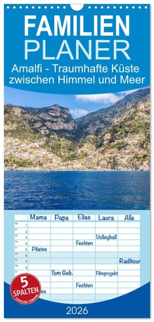 Familienplaner 2026 - Amalfi - Traumhafte Küste zwischen Himmel und Meer mit 5 Spalten (Wandkalender, 21 x 45 cm) CALVENDO - Dieter Meyer