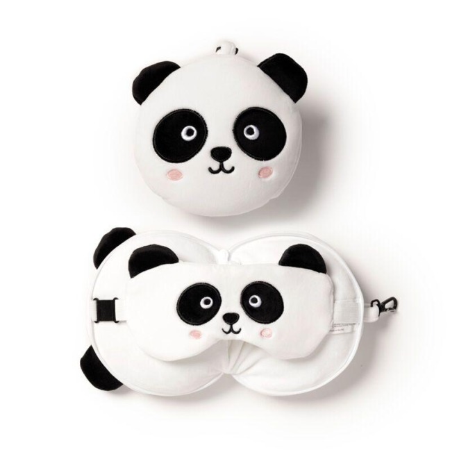 Relaxeazzz Plüsch Panda Reisekissen & Schlafmaske - 