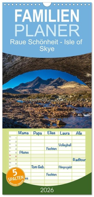 Familienplaner 2026 - Raue Schönheit - Isle of Skye mit 5 Spalten (Wandkalender, 21 x 45 cm) CALVENDO - Giuseppe Di Domenico