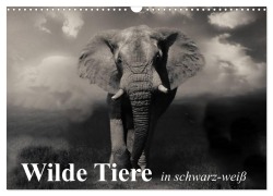 Wilde Tiere in schwarz-weiß (Wandkalender 2026 DIN A3 quer), CALVENDO Monatskalender - Elisabeth Stanzer