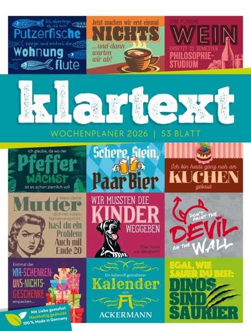 Klartext Sprüchekalender Wochenplaner 2026 - 