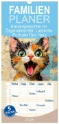 Familienplaner 2026 - Katzengesichter im Ölgemälde-Stil. Liebliche Portraits fürs Herz mit 5 Spalten (Wandkalender, 21 x 45 cm) CALVENDO - Rose Hurley