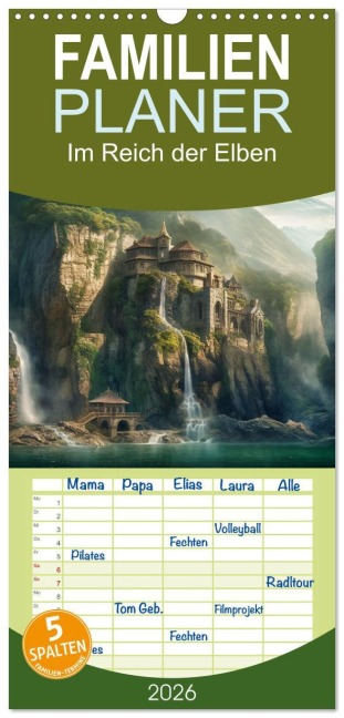 Familienplaner 2026 - Im Reich der Elben mit 5 Spalten (Wandkalender, 21 x 45 cm) CALVENDO - Simone Wunderlich