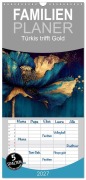 Cover-Bild zum Titel 'Familienplaner 2027 - Türkis trifft Gold mit 5 Spalten (Wandkalender, 21 x 45 cm) CALVENDO' von 'Anne Seltmann'