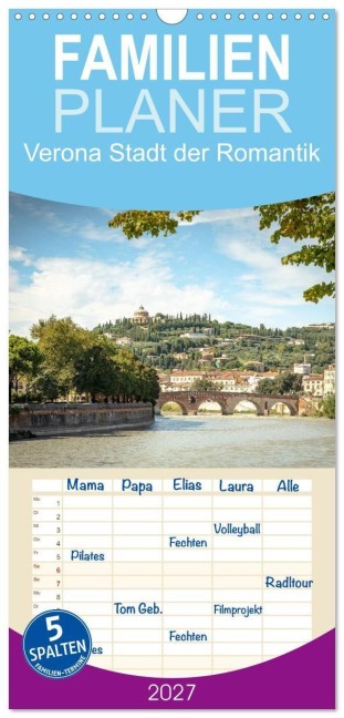 Familienplaner 2027 - Verona Stadt der Romantik mit 5 Spalten (Wandkalender, 21 x 45 cm) CALVENDO - Sascha Haas Photography