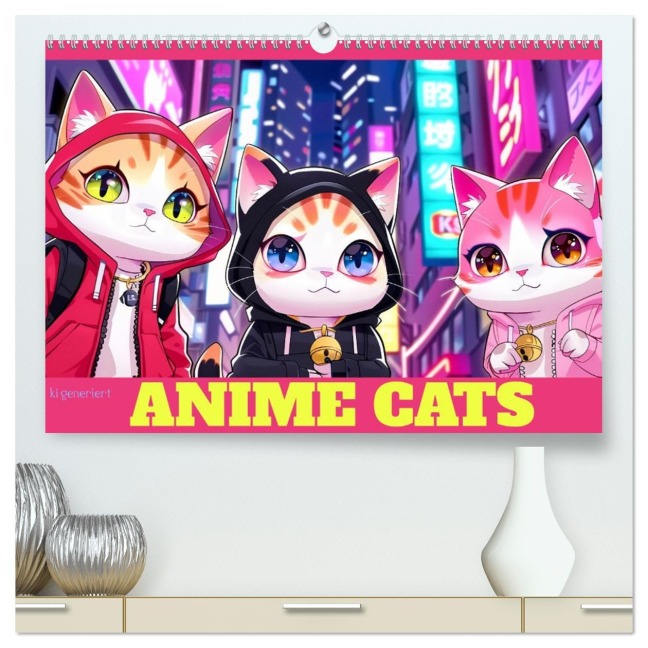 Anime Cats (hochwertiger Premium Wandkalender 2026 DIN A2 quer), Kunstdruck in Hochglanz - Cathrin Illgen