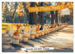 Sitz, Platz, Spül - Hunde auf dem Thron (Wandkalender 2025 DIN A2 quer), CALVENDO Monatskalender - Mb Fotografie