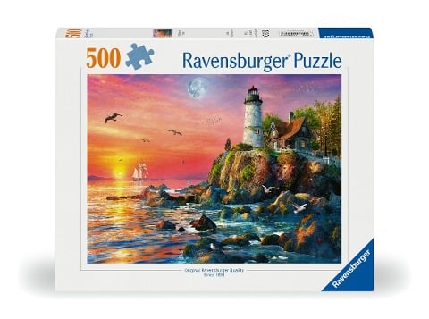 Erwachsenenpuzzle 500 Teile - Leuchtturm am Abend - 