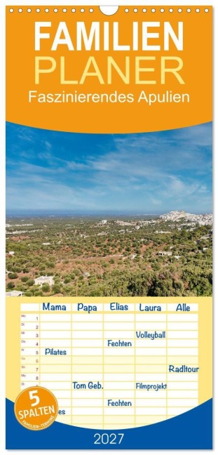 Familienplaner 2027 - Faszinierendes Apulien mit 5 Spalten (Wandkalender, 21 x 45 cm) CALVENDO - All rights reserved by Gerold Dudziak gedutech - photography - ai - generation is not permitted