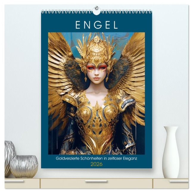 Engel. Goldverzierte Schönheiten in zeitloser Eleganz (hochwertiger Premium Wandkalender 2026 DIN A2 hoch), Kunstdruck in Hochglanz - Rose Hurley