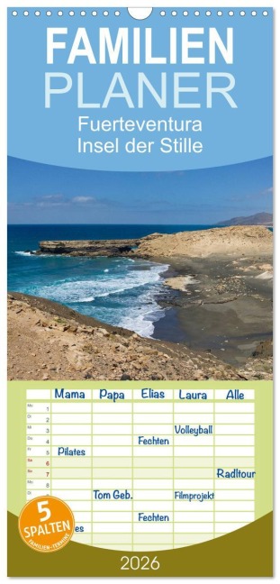 Familienplaner 2026 - Fuerteventura, Insel der Stille mit 5 Spalten (Wandkalender, 21 x 45 cm) CALVENDO - Michael Friedchen