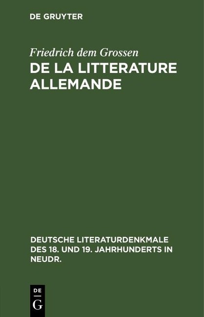 De la litterature allemande - Friedrich dem Grossen